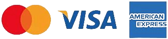 Credit card logos: Mastercard, Visa, American Express.