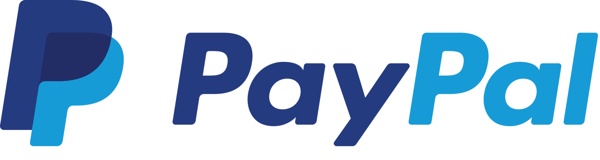 PayPal logo with blue and black text.