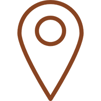 01 Brown location pin on black background.
